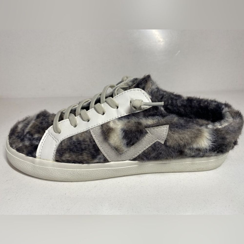 Vintage Havana Gray & Black Faux Fur Snakeskin Slip on Sneakers